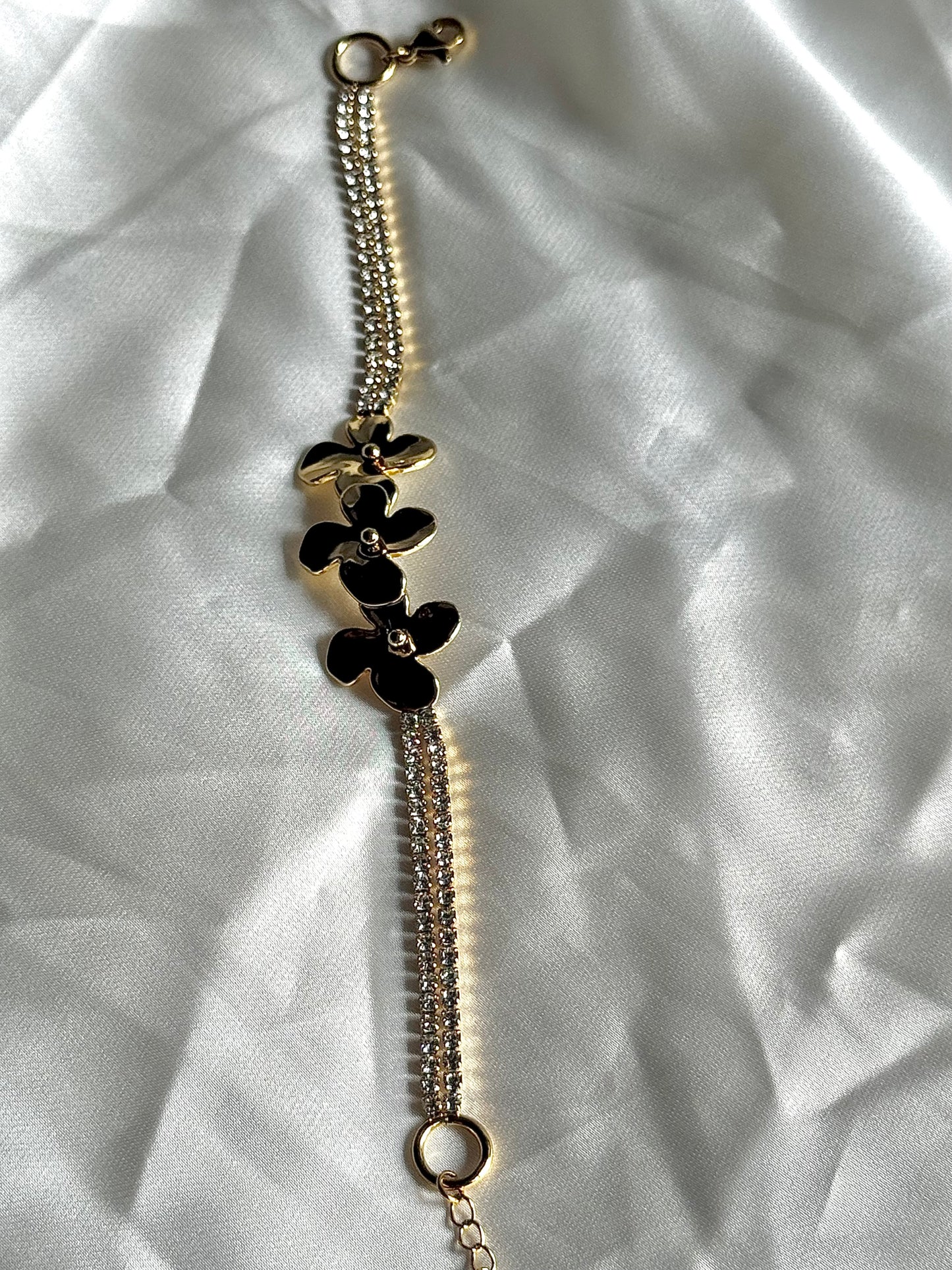 Triple Flower Crystal Tennis Bracelet