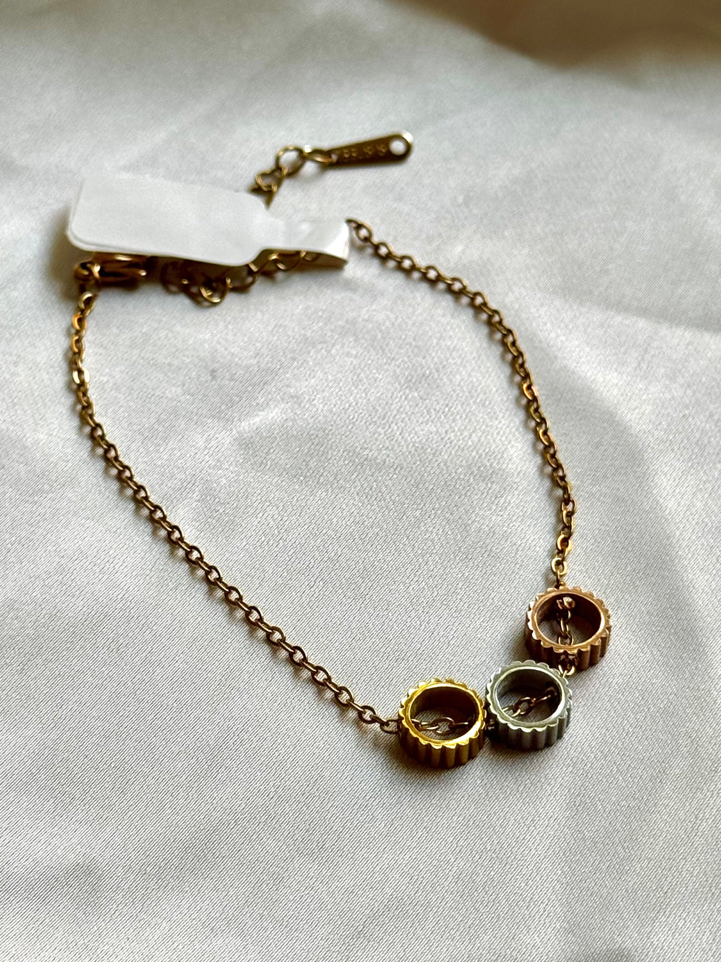 Trio-Tone Gear Link Bracelet