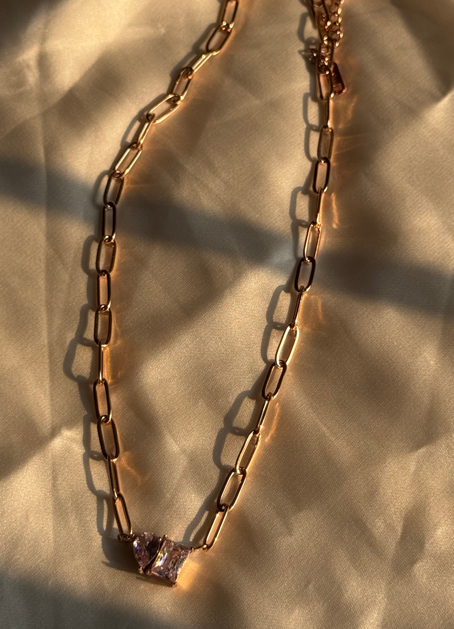 Gemstone Paperclip Necklace