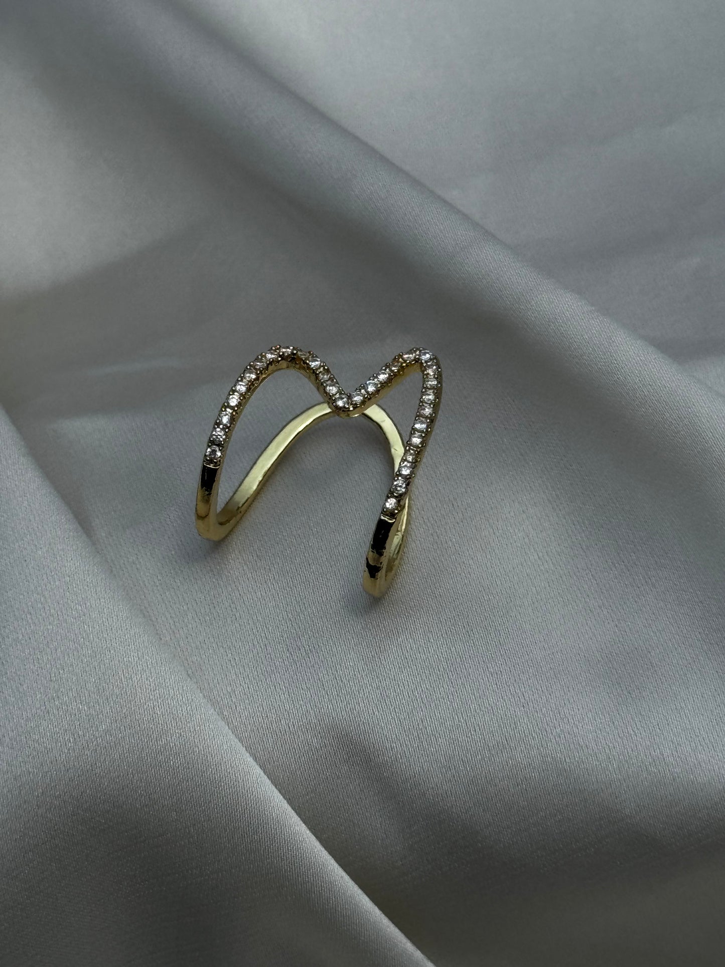 Crystal Pave Wave Ring