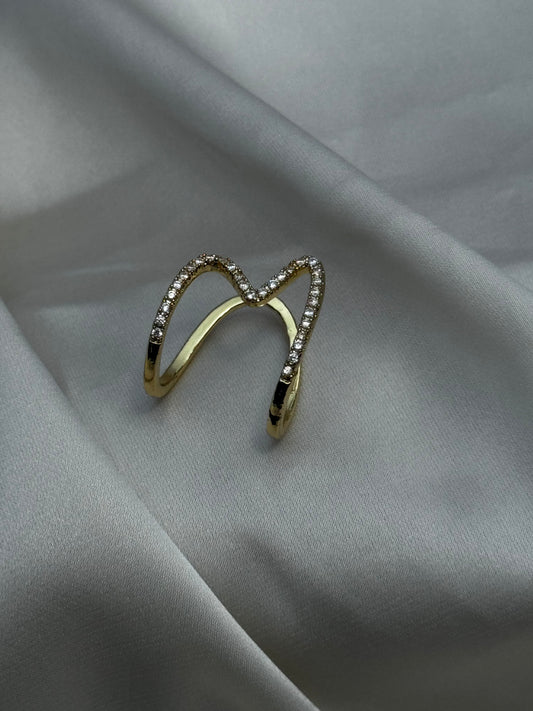Crystal Pave Wave Ring