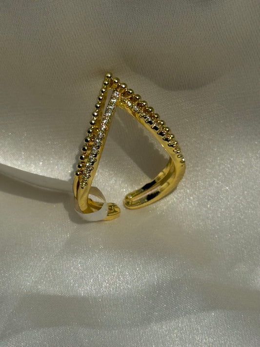 Gold Chevron Open Ring