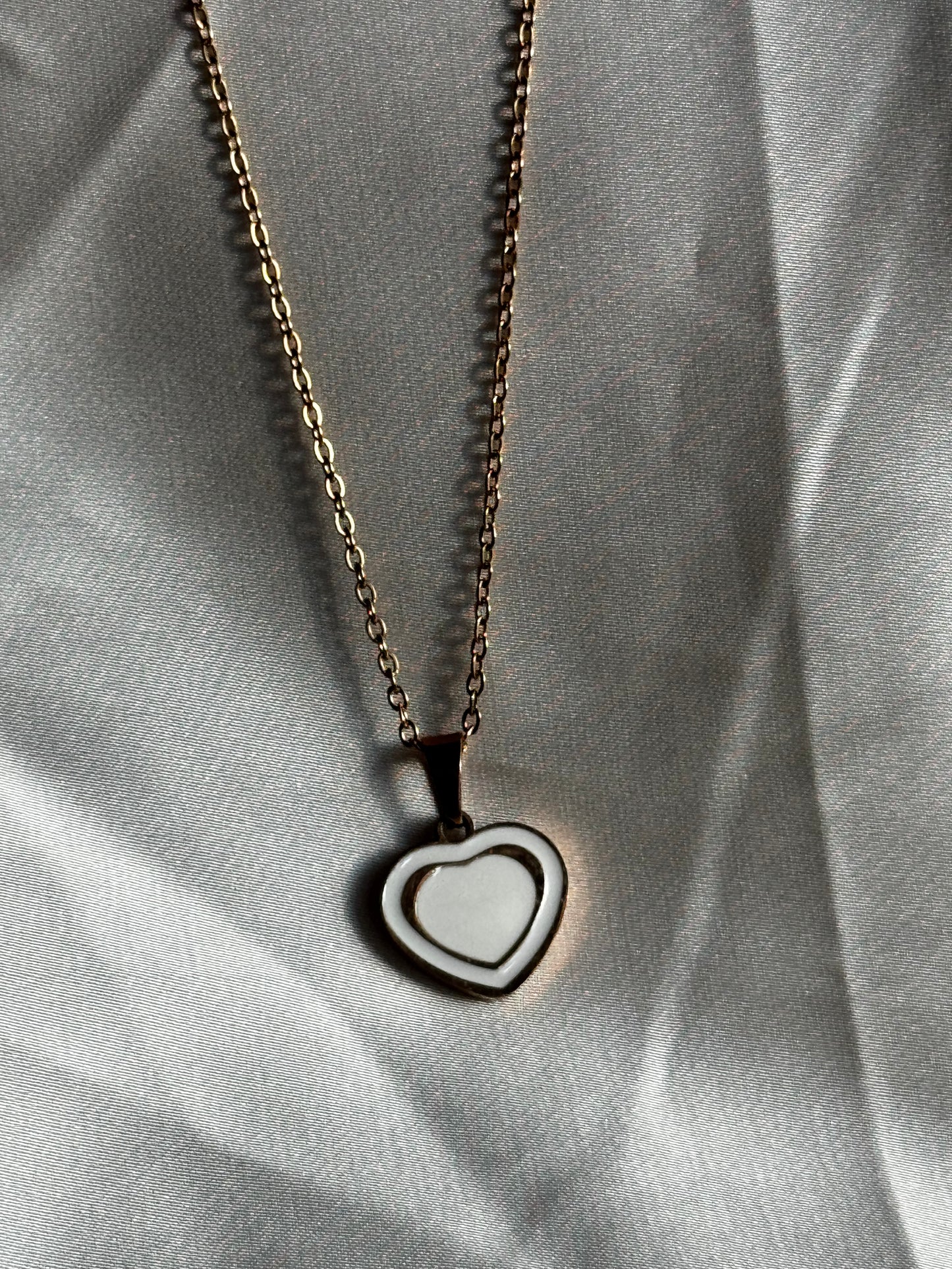 White enamel heart Necklace