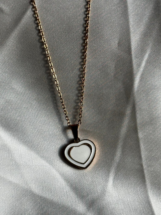 White enamel heart Necklace