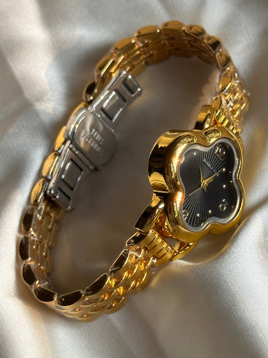 Gold Clover-Face Watch