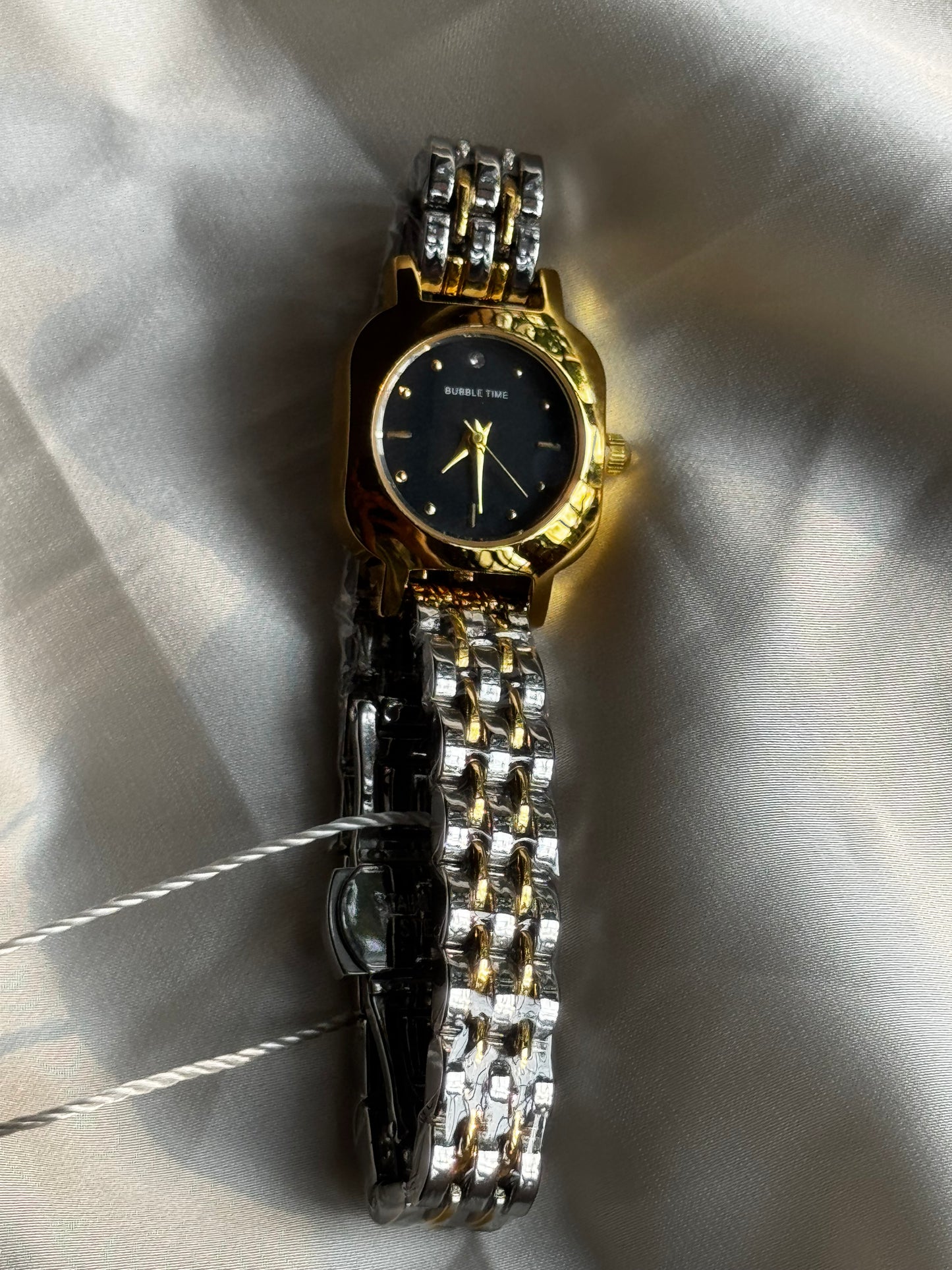 Two-Tone Rectangular Face Watch