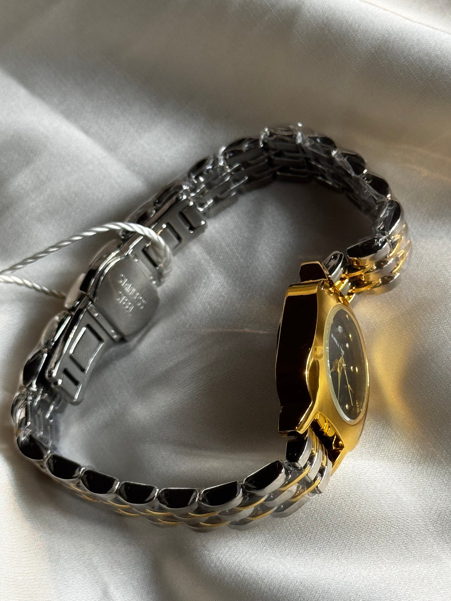 Two-Tone Rectangular Face Watch