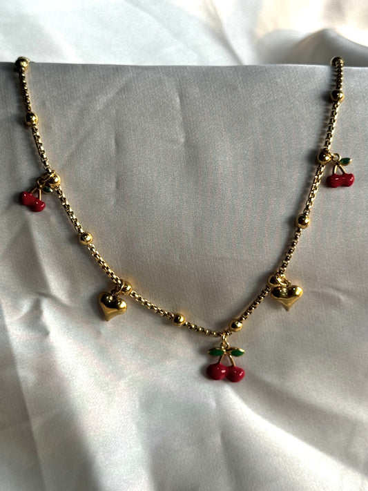 Cherry Heart charm Necklace