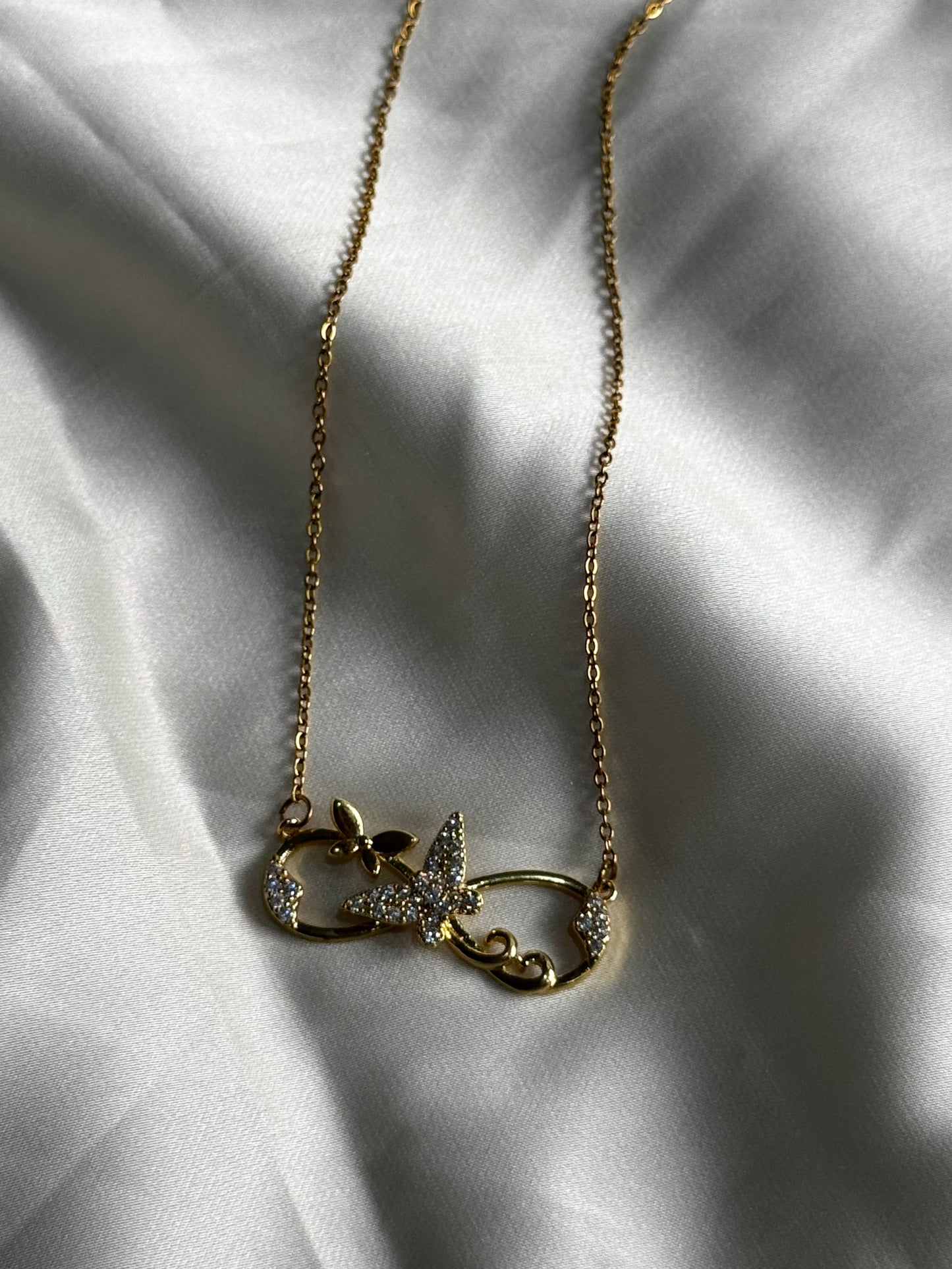 Golden Infinity Butterfly Necklace
