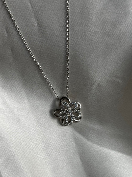 Silver Petal Blossom Necklace