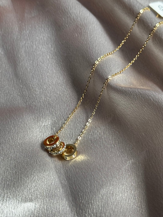 Triple Rolling Ring Pendant Necklace