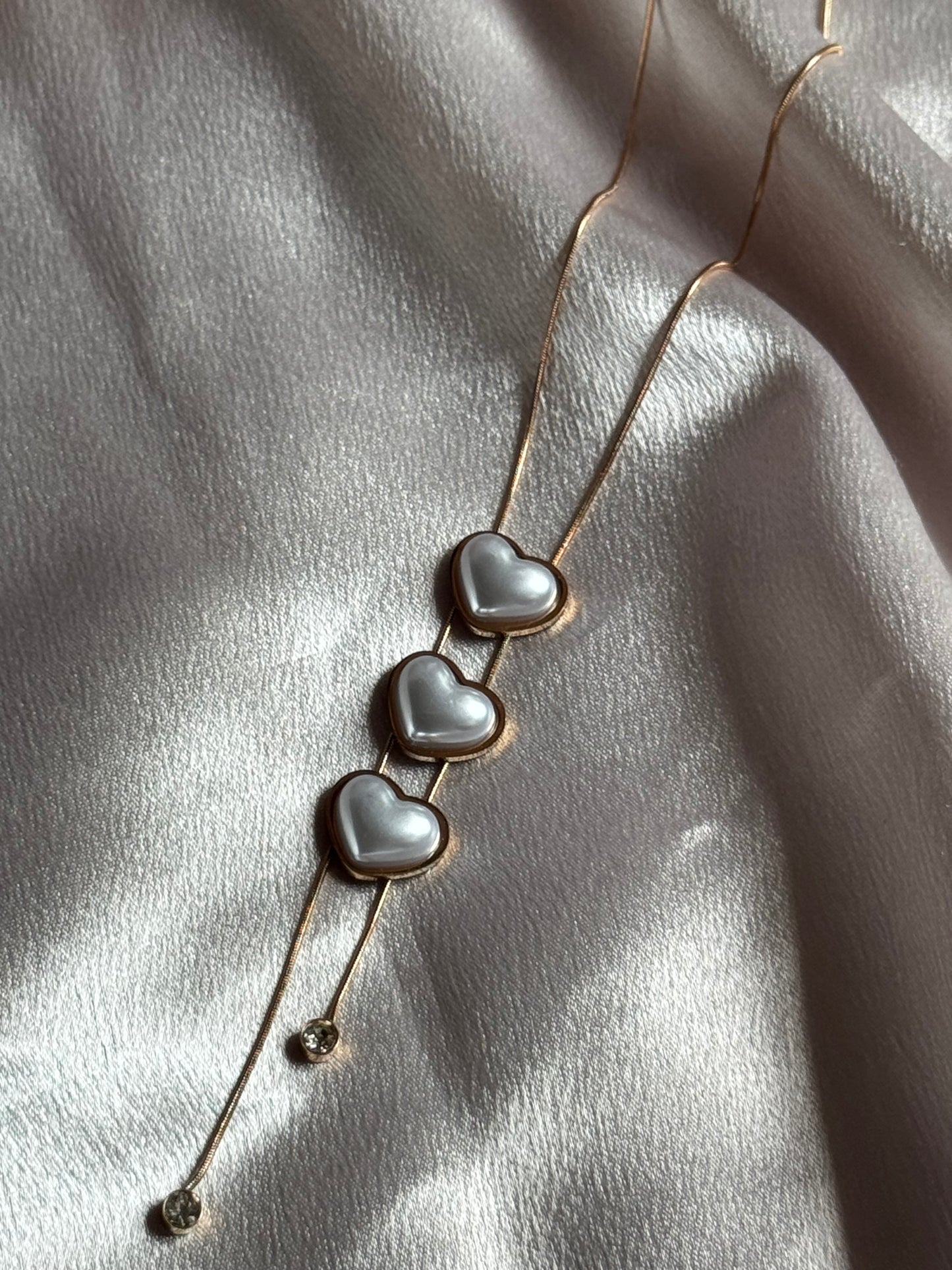 Triple Heart Drop Necklace