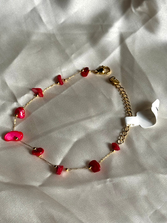 Red Pebble Station Bracelet