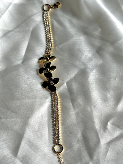 Triple Flower Crystal Tennis Bracelet