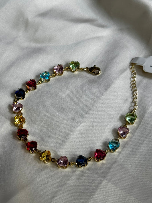 Rainbow Heart Crystal Bracelet