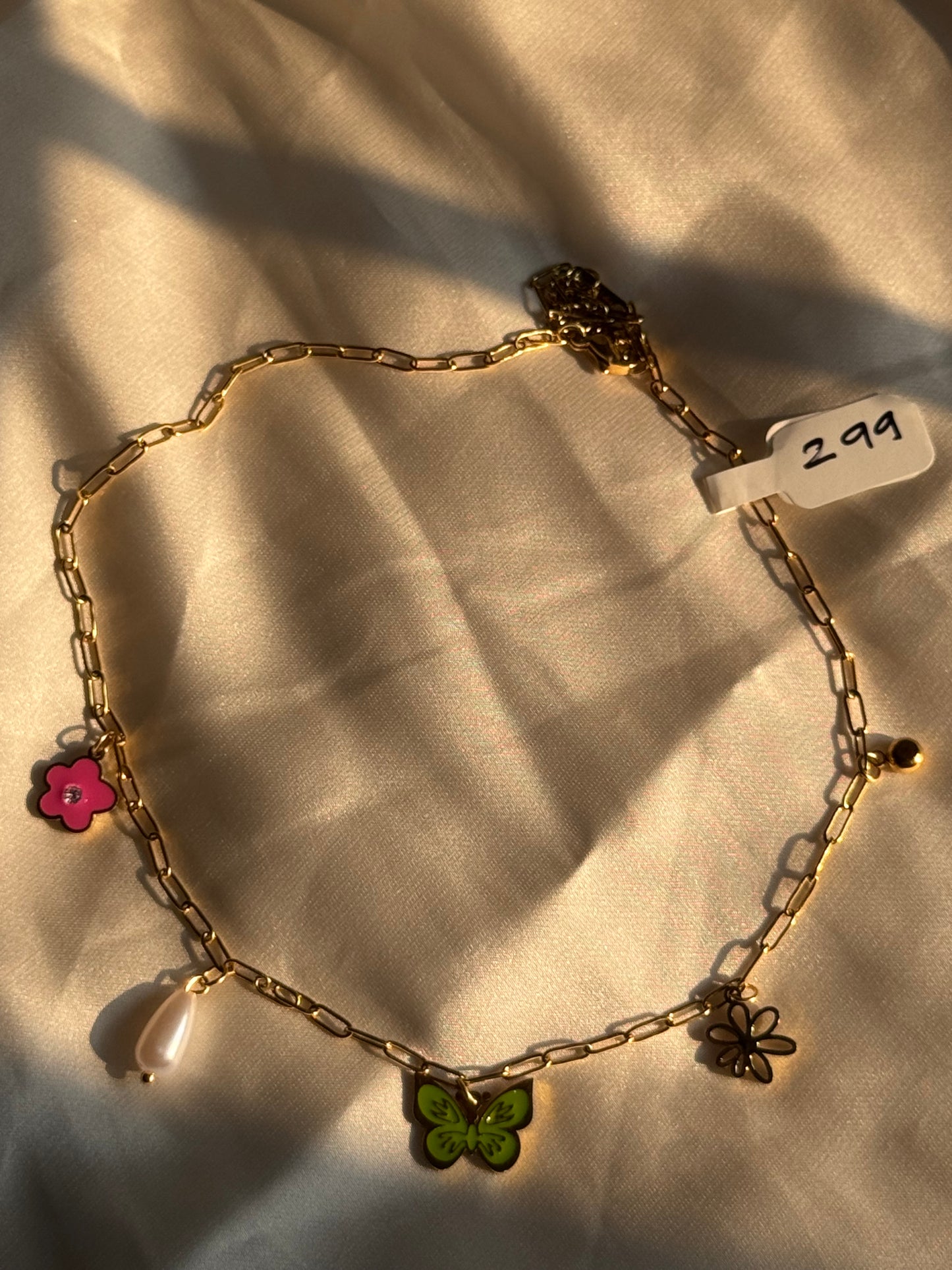 Multi-Charm Paperclip necklace