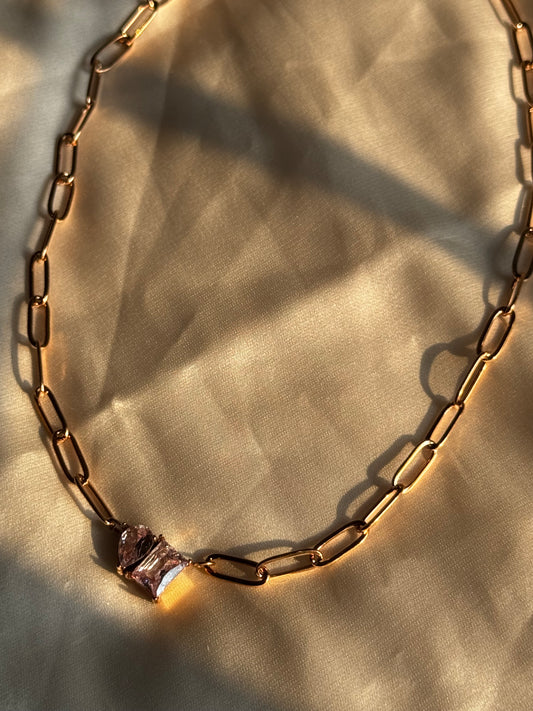 Gemstone Paperclip Necklace