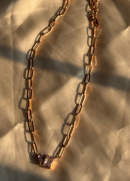 Gemstone Paperclip Necklace