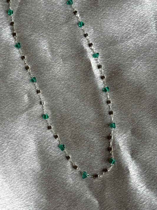 Emerald & Silver Dainty Chain